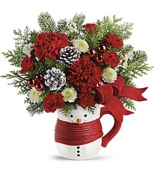 Send a Hug Snowman Mug Bouquet by Teleflora from Chillicothe Floral, local florist in Chillicothe, OH